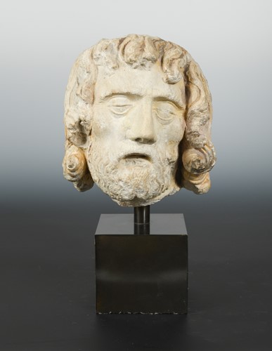 Lot 418 - A French carved limestone Head of Christ circa 1450