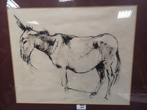 Lot 300 - Angela Douglas Connor “Donkey”, black ink on...
