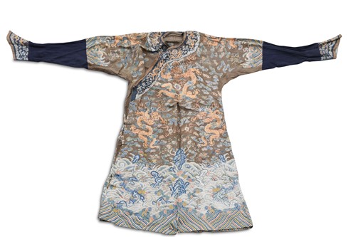 Lot 83 - A Chinese brown kesi dragon robe longpao, perhaps Guangxu Period (1875-1908) or earlier