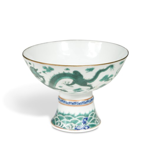 Lot 108 - A Chinese porcelain stem cup, Qing Dynasty, probably Guangxu (1875-1908)