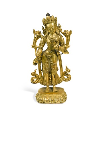 Lot 94 - A Sino-Tibetan gilt bronze figure of The White Tara