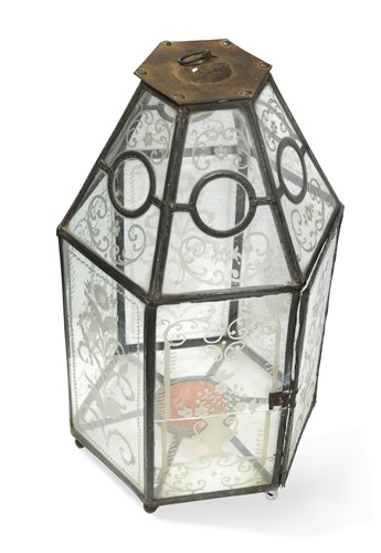 Lot 978 - A hexagonal hall lantern, early 20th century