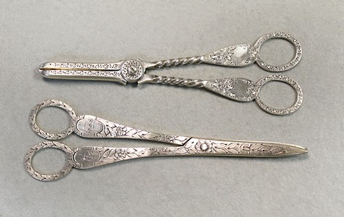 Lot 359 - Two pairs of Victorian silver grape scissors