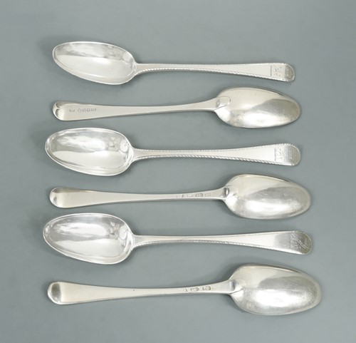 Lot 350 - Six George III 18th century silver table spoons