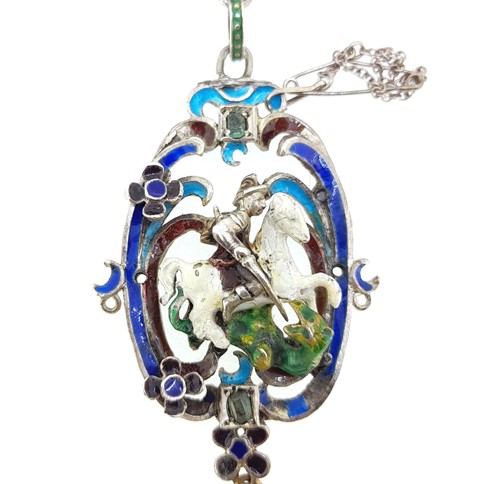 Lot 6 - Two 19th century Austro-Hungarian enamel and gemstone brooches