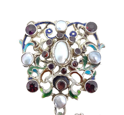 Lot 6 - Two 19th century Austro-Hungarian enamel and gemstone brooches