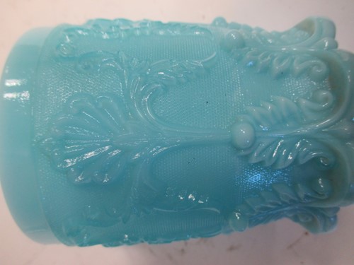 Lot 12 - A Nailsea glass rolling pin, 32cm long; a blue...