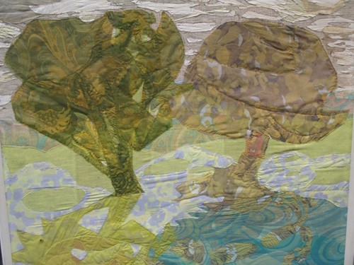 Lot 319 - 'Hatfield Park' - embroidery of two trees on a...