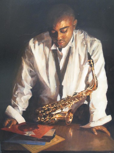 Lot 289 - Alex Rennie (b. 1977), Saxophonist, signed,...