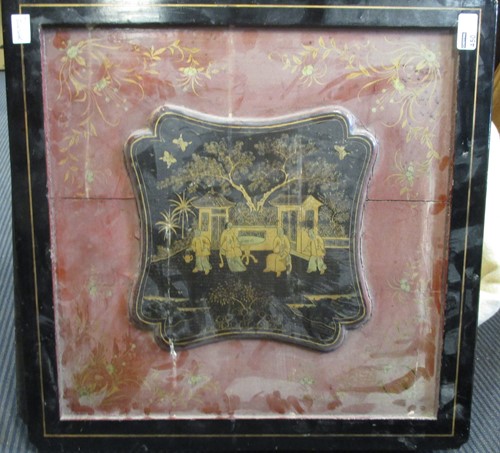 Lot 450 - A large Chinese red and black square hinged...