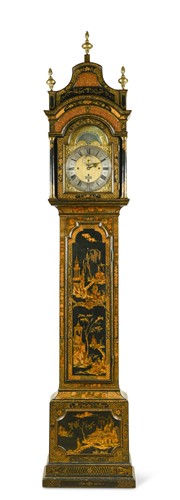 Lot 239 - Francis Perigal, London, a fine George III three train lacquer longcase clock