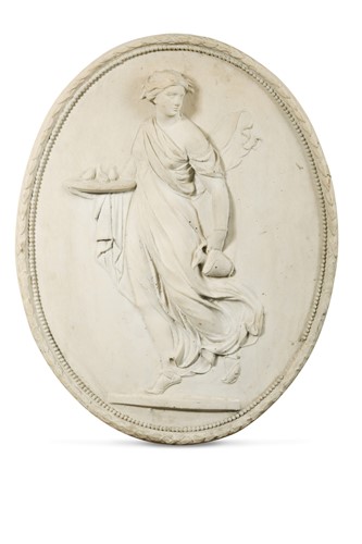 Lot 225 - A Classical plaster oval of Hebe, 20th century