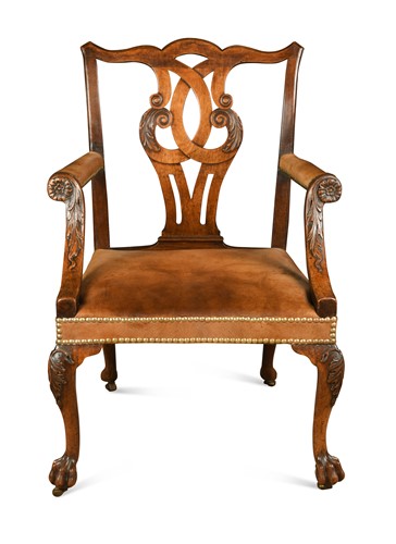 Lot 371 - A late George II mahogany open arm chair