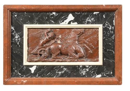 Lot 224 - An Italian red marble plaque of putti and chariot, 18th century 