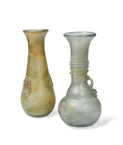 Lot 248 - Two Roman style glass flasks