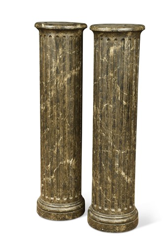 Lot 370 - A pair of reeded faux marble painted columns