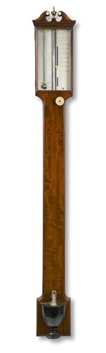 Lot 366 - A late George III mahogany stick barometer