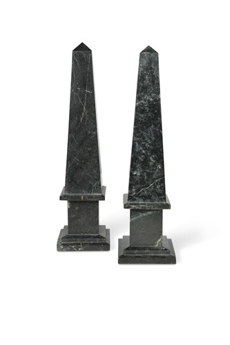 Lot 223 - A near pair of black marble obelisks