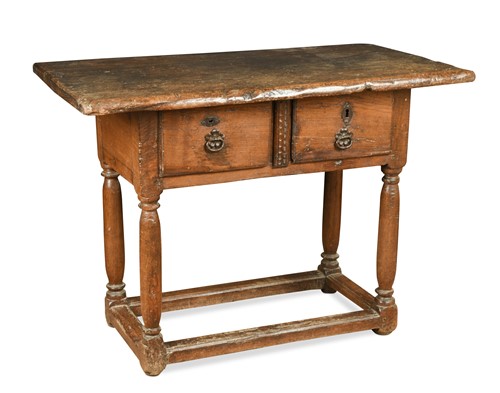 Lot 140 - A Spanish oak and chestnut side table, 17th century style