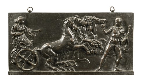 Lot 229 - A pair of patinated-bronze panels by Eck et Durand