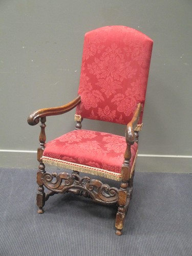 Lot 380 - An oak open armchair, 17th century and later