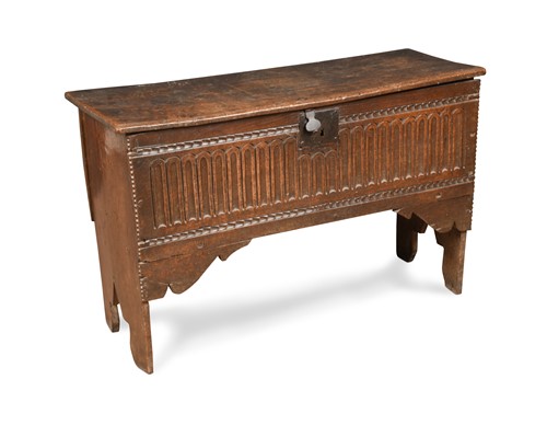 Lot 165 - A small oak plank chest, 17th century