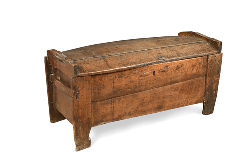 Lot 167 - A Continental dome topped oak coffer, early 19th century