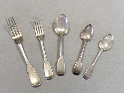 Lot 357 - A 53 piece harlequin set of mainly 19th century silver flatware
