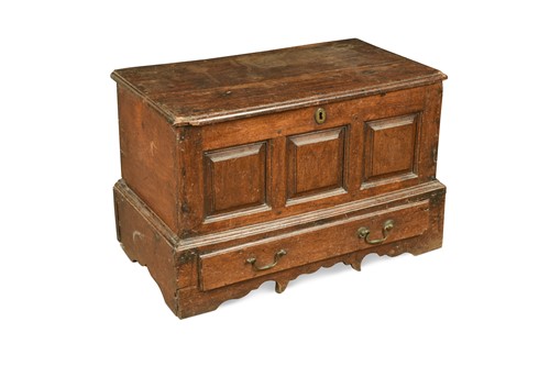 Lot 163 - A George III and later oak miniature mule chest