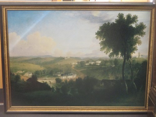 Lot 283 - Large Topographical print, in a painted black...