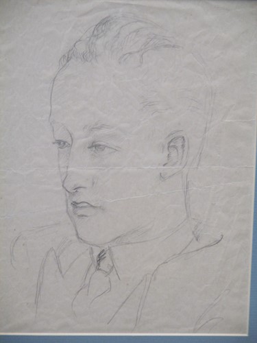 Lot 247 - Pencil drawing of a young man, 20th century,...
