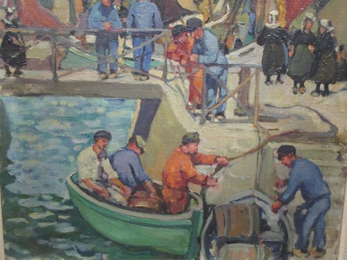 Lot 268 - Harbour scene with figures, probably Northern...