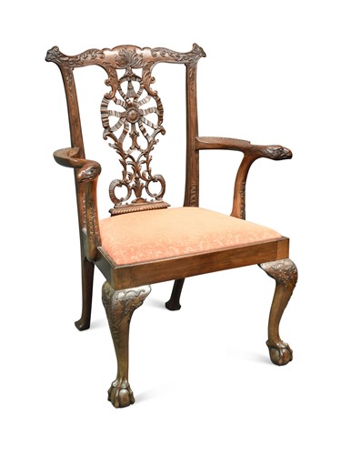 Lot 376 - A George II style mahogany armchair, early 20th century