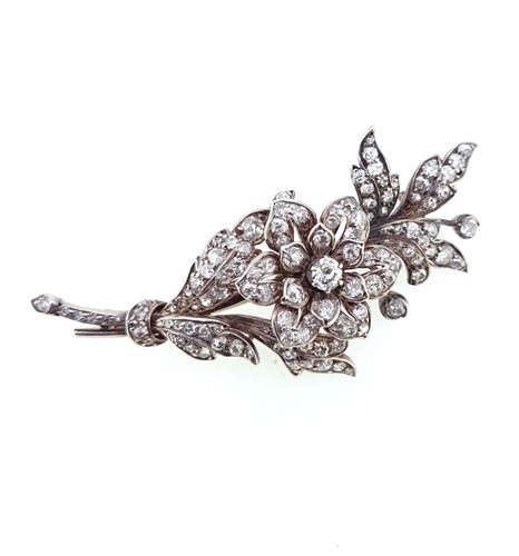 Lot 123 - A late Victorian diamond set floral spray brooch