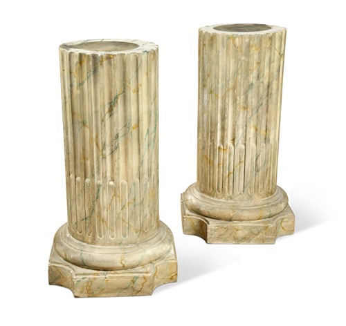 Lot 237 - A pair of painted grey simulated marble fluted classical columns, 20th century