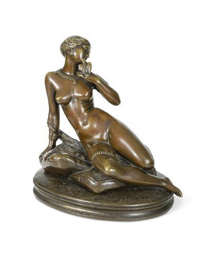 Lot 280 - Jean Jacques Pradier (French, 1790 - 1852), a patinated bronze figure of a female nude
