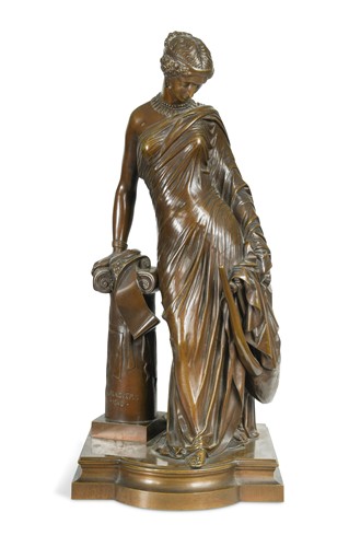 Lot 241 - Jean Jacques Pradier (French, 1790 - 1852), a bronze figure of Sappho