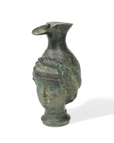 Lot 231 - A bronzed copy of a Greek pouring vessel