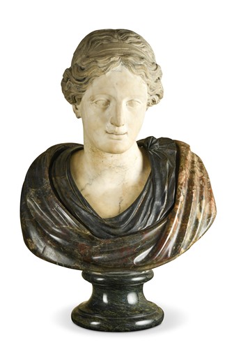 Lot 318 - An Italian scagliola and marble classical bust of a maiden, 19th century