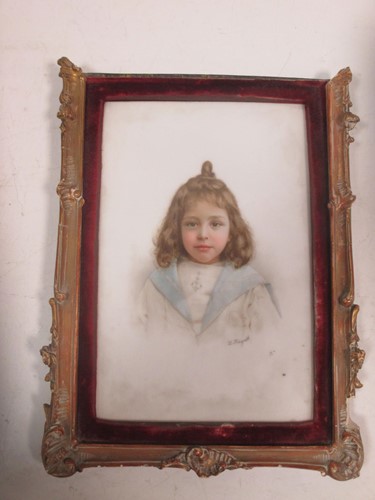 Lot 329 - A portrait miniature of a young girl on opaque...