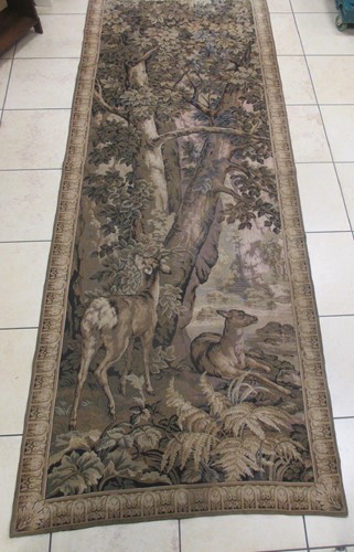 Lot 133 - A pair of machine made tapestries with stags,...