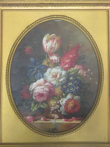 Lot 345 - A pair of 20th century oval still life...