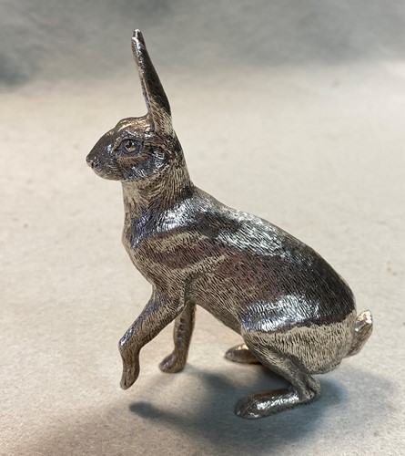 Lot 274 - A 20th century cast silver model of a hare by A.E. Jones