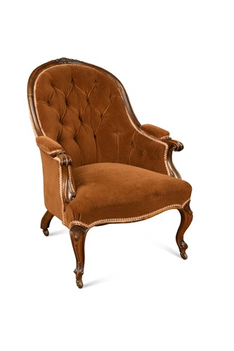 Lot 346 - A mid Victorian rosewood show frame armchair
