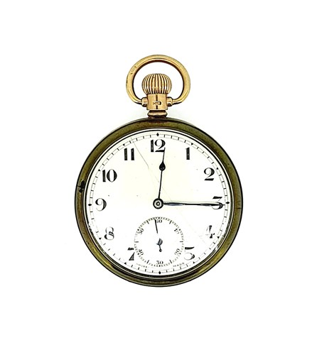 Lot 159 - A 9ct open face pocket watch with gold plated...