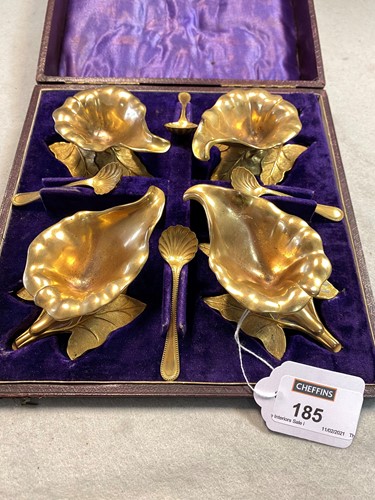 Lot 185 - A cased set of four mid-Victorian gilt metal...