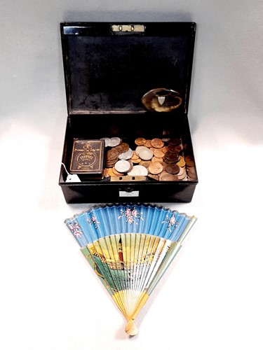 Lot 144 - A metal strongbox containing a collection of...