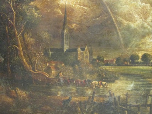 Lot 395 - After Constable, view of Salisbury Cathedral,...