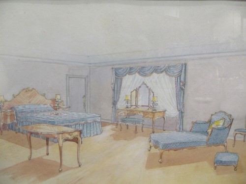 Lot 342 - A pair of 1920's pencil and watercolour...