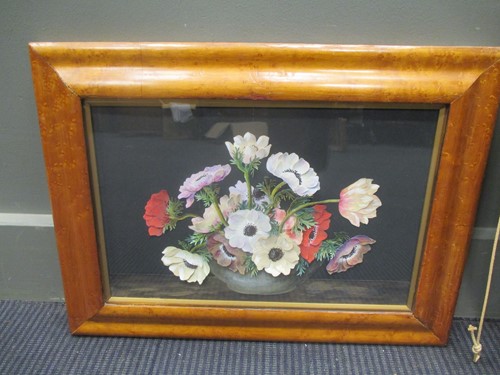 Lot 388 - Two decoupage floral pictures by Claude...